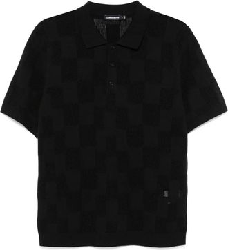 J.Lindeberg Gestapelde Brugpolo in Zwart - Heren - Polos - Zwart - 2XL - Katoen - Tops