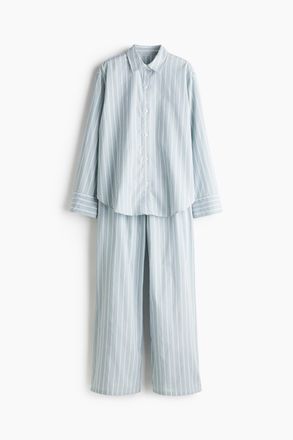H&M Pyjama aus Baumwollpopeline - Turquoise