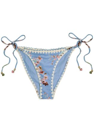 Zimmermann Awaken Floral-print Crochet Bikini Briefs - Multicoloured 1 - 2 (UK 12 / M)