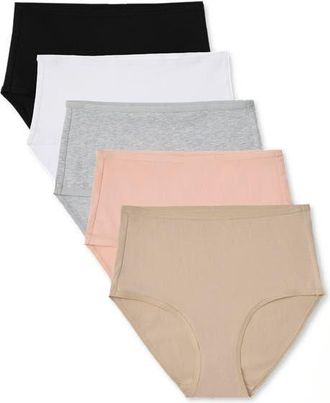 Pact Everyday High Rise Brief 5-Pack in Black at Nordstrom, Size X-Small