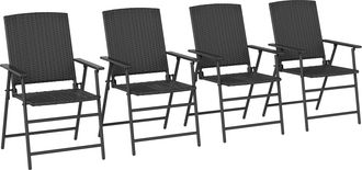 OUTSUNNY 4pcs Rattan Chair Foldable Garden Furniture w/ Armrest - Black | TJ Hughes