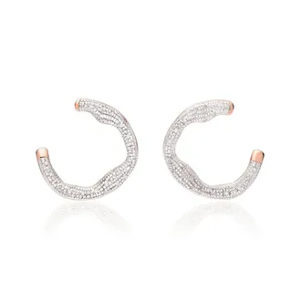 Monica Vinader Rose Gold Riva Diamond Circle Wrap Earrings Diamond