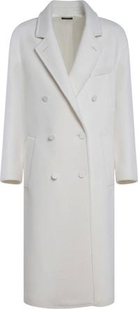 Tom Ford Jassen, Heren, Wit, M, Leer, Double Splittable Cashmere Overcoat