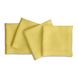 Solino Home Linen Dinner Napkins - Linen Double Hemstitch, 20 x 20 in Sunshine Yellow at Nordstrom, Size Large
