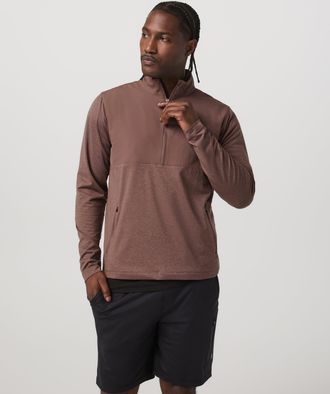 Vuori Clothing Sunday Element Half Zip Jacket | Sable Heather | Medium