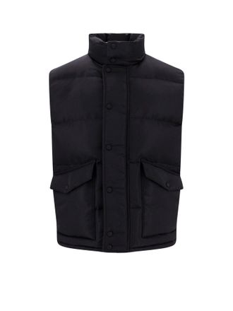 Alexander McQueen Padded And Quilted Nylon Sleeveless Jacket With Back Mcqueen Graffiti Print