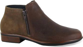 Naot Womens Helm Ankle Bootie In Cognac Antique Brown Suede