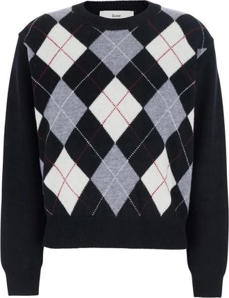 Dunst Argyle Ronde Hals Trui - Heren - Ronde hals truien - Zwart - XL - Wol - Truien & Vesten