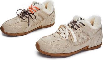 Generic Women winter plush warm snow boots anti slip sports and casual snow boots (beige,4.5)