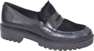 Eric Michael Womens Captiva Smoking Loafers In Black Leather Pony