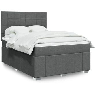 vidaXL Cama Box Spring Con Colch&oacute;n Tela Gris Oscuro 140x190 Cm Vidaxl