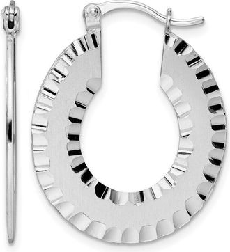 Diamond2Deal Sterling Silver Brushed Diamond-cut Hoop Earrings
