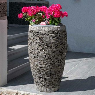 Wanda Collection Maceta Tiesto Jardinera Ovalada Pizarra 80 Cm Jard&iacute;&shy;n Piedra Natural