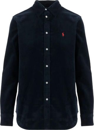 Polo Ralph Lauren Fluwelen Shirt met Lange Mouwen - Dames - Overhemden - Blauw - L - Overhemden