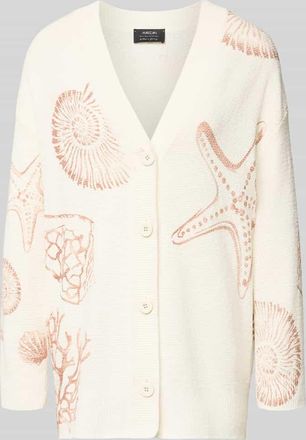 Marc Cain Cardigan mit V-Ausschnitt im Allover-Look in Offwhite, Gr&ouml;&szlig;e 34