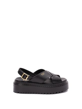 【PRADA】 ロゴプレート スリッポン スライド Prada Triangle Logo Sandals Black Satin Size 37 High Heel