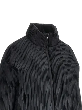 Emporio Armani Chevron Pleat Velvet Down Jacket - Black