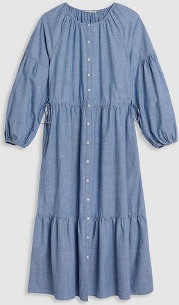 Levi's Womens Jolene Crew Neck Three Quarter Sleeve Maxi Tiered Dress - Blue - Size: 12