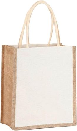 Generic Compatible For Burlap Jute Tote Shopping Bag Reusable Grocery Wedding Birthday Gift Handle Bags Handmade Multifunctional(E)