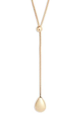 Nordstrom Polished Teardrop Slider Y Necklace in Gold at Nordstrom
