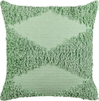 Beliani Coj&iacute;n De Algod&oacute;n Verde Claro 45 X 45 Cm Patr&oacute;n Geom&eacute;trico Accesorio Boho Rhoeo
