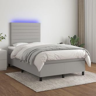 vidaXL Vidaxl - Cama Box Spring Con Colch&oacute;n Tela Y Led Gris Claro 120x200 Cm