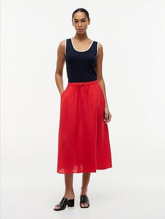 Tommy Hilfiger Pure Linen A-Line Midi Skirt