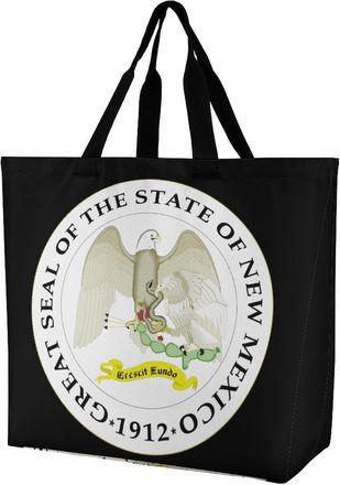Generic New Mexico State Logo Reusable Shopping Bags One Shoulder Grocery Tote Bag Waterproof Big Purse for Work Travel