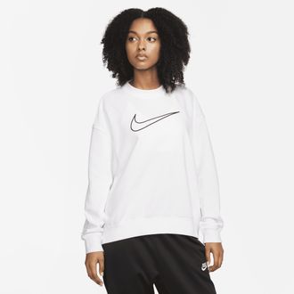 Nike Womens Dri-FIT Get Fit Graphic Crewneck Sweatshirt in White | DQ5542-100
