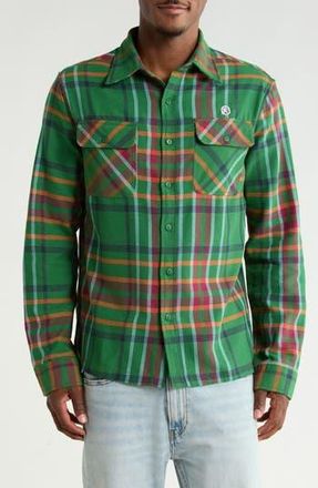 Billionaire Boys Club BB Moonshot Plaid Cotton Buttoin-Up Shirt in Eden at Nordstrom Rack, Size Xx-Large