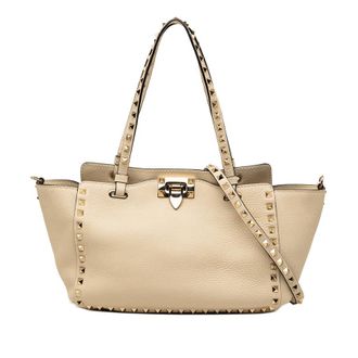 Valentino Pre-owned Valentino Small Grained Calfskin Rockstud Trapeze Satchel Ladies MK7K2EIEVHLCK64V