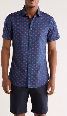 Rodd & Gunn Woodburne Short Sleeve Button-Up Shirt in Ink at Nordstrom Rack, Size Xx-Large