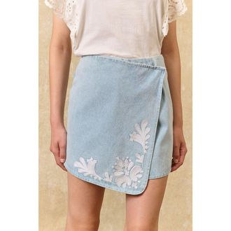 Louise Misha Korte rok van geborduurd denim, MYRTA