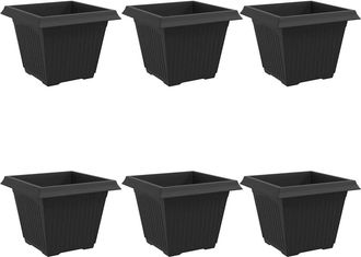 vidaXL Maceta Cuadrada Para Flores 6 Uds. Negro 43 X 43 X 33,5 Cm Vidaxl