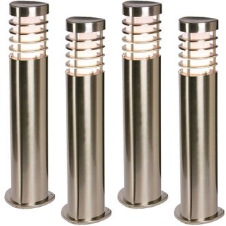 Loops 4 PACK Modern Outdoor Stainless Steel Post Light - 10.5W E27 LED - 500mm Height in Metallics