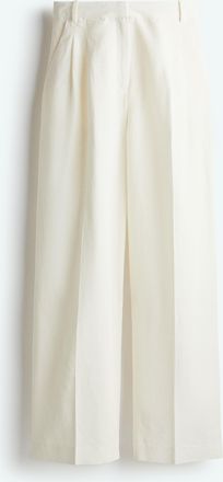 H&M Wide linen-blend trousers - White