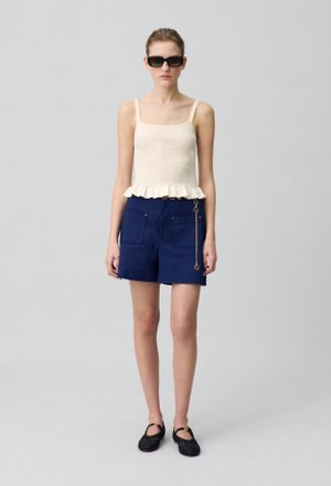 Claudie Pierlot Top satin&eacute; &agrave; volants