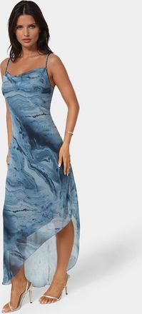 Bebe Printed Chiffon Cowl Assy Maxi Dress
