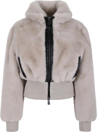 Pinko Jack met imitatiebont en capuchon - Dames - Jassen - Beige - M - Jassen