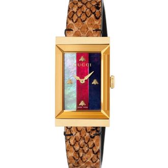 Gucci Accessoires, Dames, Geel, ONE Size, Leer, G-Frame Horloge