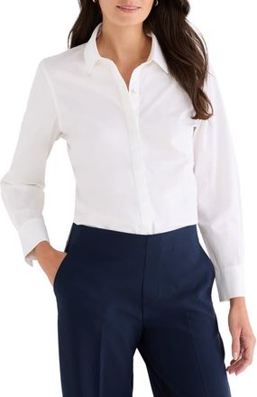 Nic+Zoe Pintuck Stretch Cotton Button-Up Shirt in Paper White at Nordstrom, Size X-Large