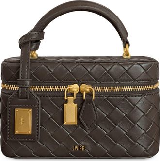JW PEI Cleo Woven Faux Leather Top Handle Bag in Dark Brown at Nordstrom