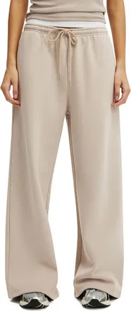 Cotton On Womens Active Plush Tie Waist Wide Leg Sweatpant in Sesame Marle at Nordstrom, Size X-Small