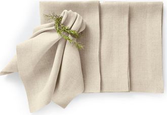 Solino Home Linen Dinner Napkins Set of 4, 20 x 20 Inch for Dining Table, Holiday and Everyday Table Decor - Sonoma in Flax at Nordstrom, Size Large