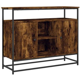vidaXL Aparador De Madera De Ingenier&iacute;a Roble Ahumado 100x35x80 Cm Vidaxl