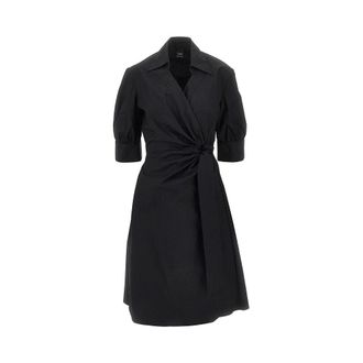 Pinko Stretch cotton wrap-over midi dress Woman 38