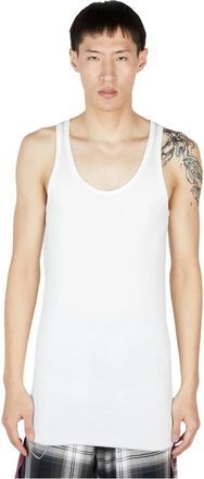 Sulvam Jersey Crewneck Mouwloze Top - Heren - Tops zonder mouwen - Wit - L - Katoen - Tops