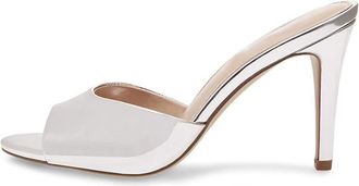 Generic Silver,5.5 UK,Womens Suede Pumps Peep Open Toe Stiletto High Heels Slip On Backless Slides Formal Wedding Party Dress Sandals Shoes