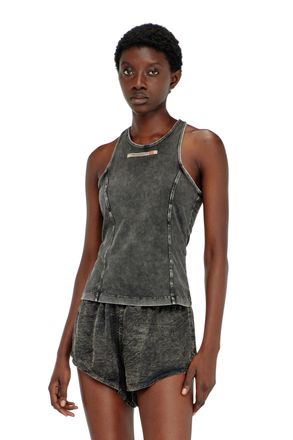 Diesel Cotton tank top with treated effect - Tops - Woman - Grey
