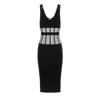 Elisabetta Franchi Viscose Jurk met Corsetdetails - Dames - Casual kleedjes - Zwart - L - Polyester - Kleedjes